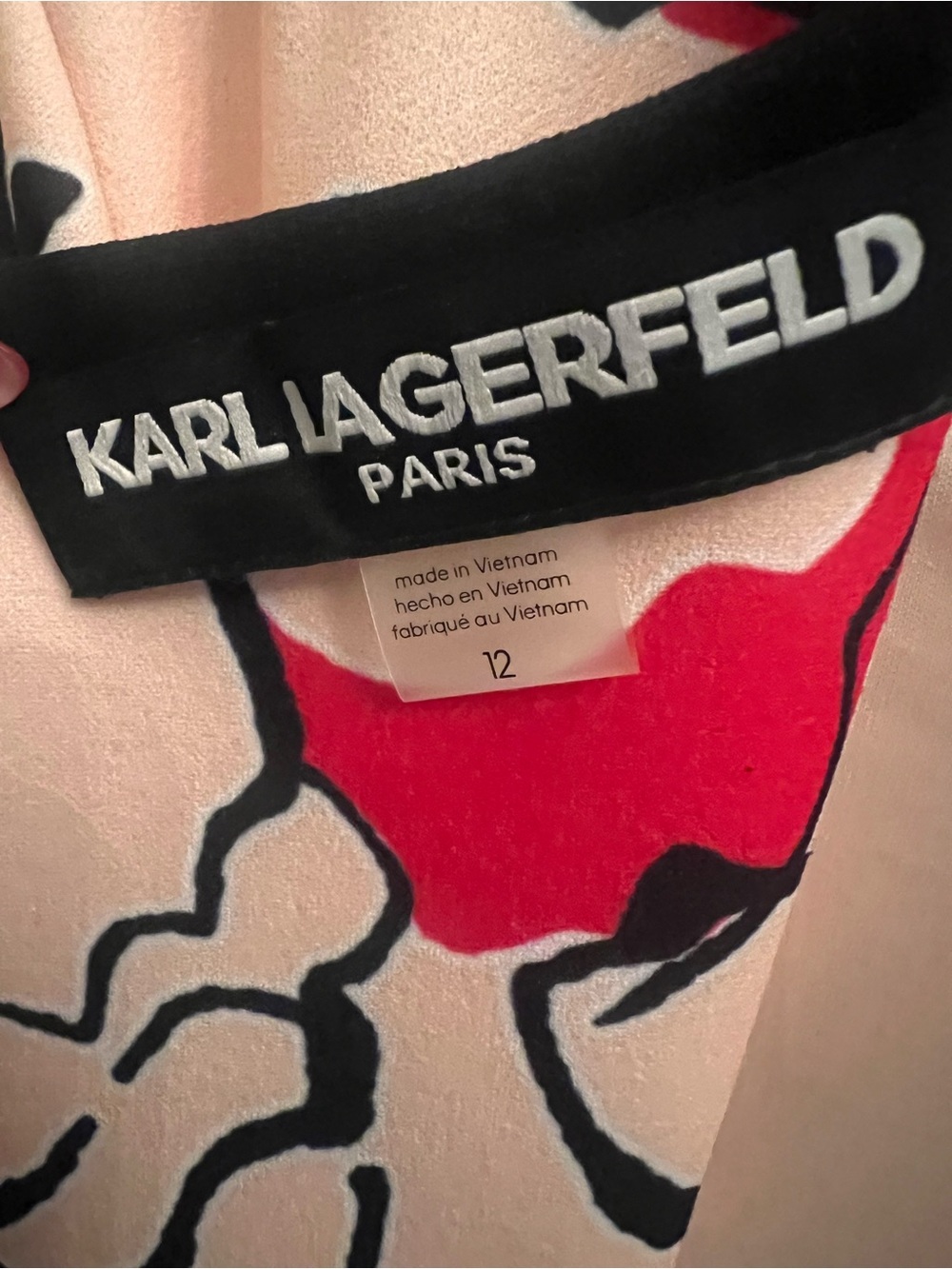 NWT Karl Lagerfeld Paris Floral Bell Sleeve Dress Size 12 Blush Pink Ruffle Hem - Picture 7 of 15